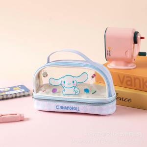 Transparent Double-layer Pencil Case Sanrio Kuromi 3D Large Capacity Elementary School Student Stationery Bag Handheld Cartoon Pencil