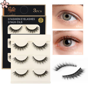 【Pretty Sakura】3 Pairs/Set False Eyelashes Natural 3D Lashes Handmade Fake Eyelash Makeup Tools Silk Wedding Eyelash