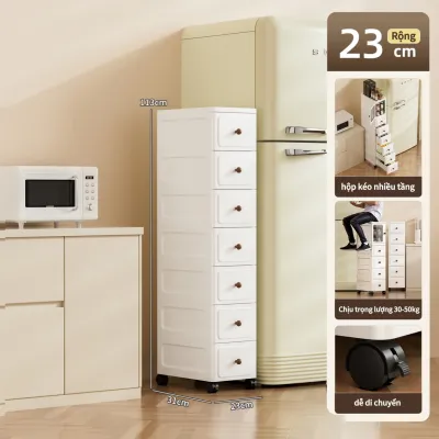 Hỏa Tốc tủ góc hẹp Có bánh xe tủ nhựa khe hẹp 18cm tủ nhựa đa năng Trong suốt màu xám tủ đựng đồ hẹp/kệ nhà tắm/tủ khe hẹp nhà bếp