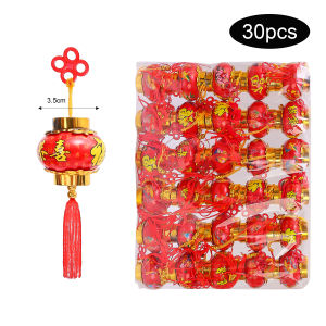 【On Sale】30Pcs DIY New Year Decorative Mini Plastic Lantern Pendant Chinese Spring Festival Red Lanterns Hanging Ornament