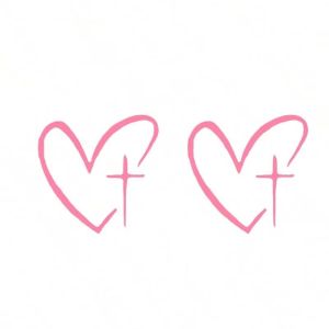 INEXTIN 2Pcs/Set Universal Car Mirror Sticker Waterproof Heart Pattern Heart Cross Sticker Wear Resistant Rearview Mirror Decal Car Exterior Accessories
