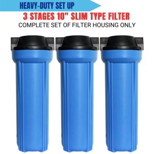 Water Filter 3 Stages Blue Filter Housing Only 10" x 2.75" Slim Type