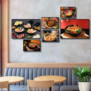 Tranh treo tường mì cay 3 trang trí decor quán bộ 6 tấm kèm đinh