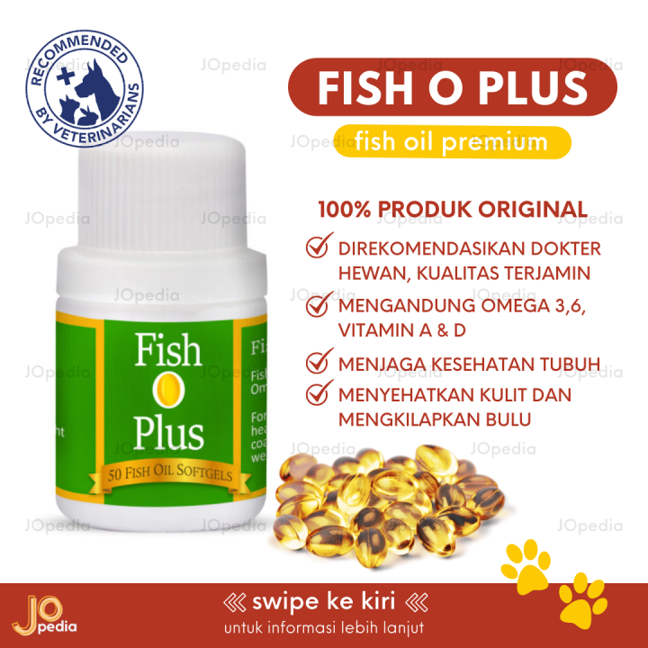 FISH O PLUS Minyak Ikan Kucing Anjing Kelinci Fish Oil Bulu Mengkilat Botol Isi 50