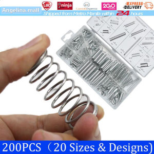 【Local Warehouse】200PCS Spring Assortment Set Zinc Spring Galvanized Spring Set Plated Compression Extension Springs For Repairs Coil Spring Tension Spring Pressure Kit Springs Assortment Set