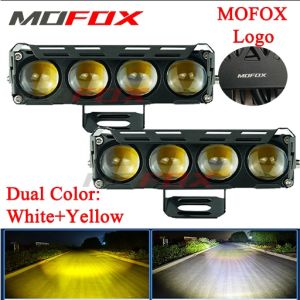 MOFOX P4 Laser Gun 4Lens Motorcycle Mini Driving Light 60W Super Bright Motorcycle Spotlight Dual Color High/Low Beam Motor LED Light