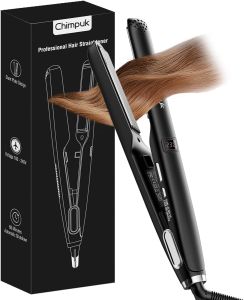 Chipmuk Professional Flat Iron Hair Straightener 2 in 1 Salon Curling Wand & Flat Iron Straightener for All Hair Type1 Inch Beveled Design & Dual Voltage Black