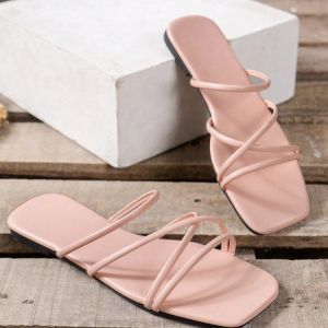 [Free Shipping] 2025 Summer New Open-Toe Flat Sandals for Women Summer Thin-Strap Outdoor Vacation Beach Dual-Wear Sandals for Women