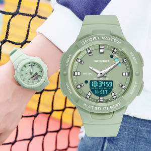 SANDA Men Watch Multifunction Waterproof Digital Women Sports Wristwatch Casual Electronic Watches Quartz Military Couples Purple Clock For Men Women