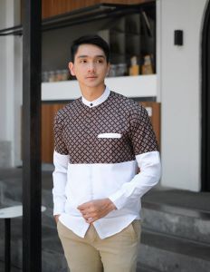 Koko Kurta Pria Dewasa Lengan Panjang Terbaru 2023 Warna Putih Jumbo Koko Pria Kombinasi Batik Baju Koko Pria Muslim Koko Kurta Kombinasi Lengan Panjang