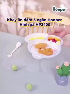 Khay Ăn Dặm 3-4 Ngăn Honper Hình Thú Xinh Xắn Đánh Yêu Chất Liệu Melamine An Toàn Tiện Lợi Kích Thước 23x19x3cm