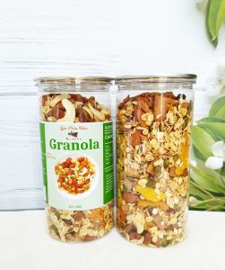 Granola Ngũ Cốc Ăn Kiêng Không Đường Mix Nhiều Loại Hạt 50% yến hộp 500g - VỊ Truyền Thống