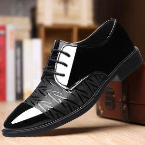 Mens Dress Leather Shoes Business Black Pointed Toe Fashion Elegant Formal Wedding Shoes Mens Slip on Office Oxford Shoes