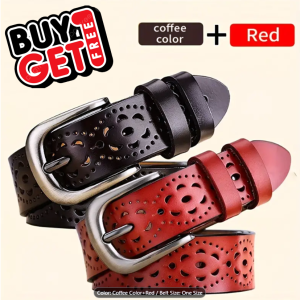 ซื้อ1แถม1 ได้เข็มขัด 2 เส้น เข็มขัดผู้หญิง หนังแท้ เข้าได้กับทุกชุด กางเกงยีนส์ ชุดเดรส ลายฉลุ คุ้มมาก จำนวนจำกัด ZP779