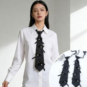 WININ Rhinestone Bowknot Decorative Bow Tie Adjustable Y2K Free Tie College Style Pre-Tied Ties Shirts Suits