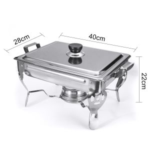 Set of 6 Chafing Dish 6.8L Food Warmer Buffet Food tray Stainless Steel Square With Fuel Alcohol Holder household