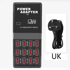 12 Ports USB Charger 60W 5V 2.4A Multi Port Charge Station Wall Charger for Phone Tablet