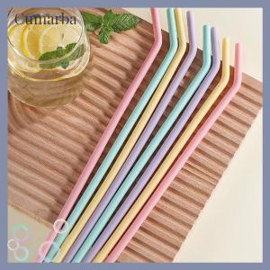 [Cumarba] 4Pcs Food Grade Colorful Silicone Straws For Children Drinking Water Drinks Juice Curved Straws Reusable Cocktail Straws