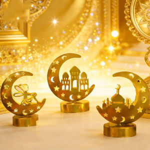 Ramadan Lights Lampu Raya Golden Moon Table Lamp LED Night Light Eid Mubarak Hari Raya Decoration