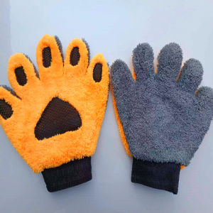 【Baan Suk】ถุงมือล้างรถ ถุงมือทำความสะอาดรถยนต์ อุ้งเท้าหมีขนแกะปะการัง กันน้ำ การกำจัดฝุ่น อเนกประสงค์