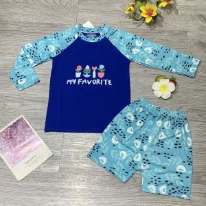 Đồ bơi bé gái 2 mảnh áo dài tay phủ bụng quần đùi chất liệu thun lạnh thoáng mát co dãn 4 chiều BINSPORTS BB049