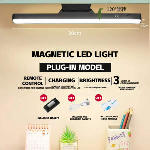 3 Colors Magnetic Cabinet Light with Remote Control Table Lamp Bedside Lamp Dimming Night Light USB Rechargeable 180°Adjustable Angle Magnetic Touch Light for Reading Work Study 磁吸橱柜灯