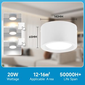 CANMEIJIA Tricolor Pin Light Surface Mounted Downlight 3 Color LED Christmas Ceiling Light Modern 5W/10W/15W/25W Wood Grain Lamp for Corridor Living Room Indoor Lamp