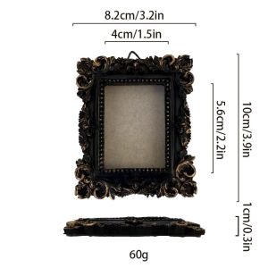 SEKINEW Đen Khung ảnh phong cách Baroque Goth Nhựa Đồ trang trí khung ảnh Sáng tạo Tinh tế Giá đỡ trưng bày ảnh Trang trí tường để bàn
