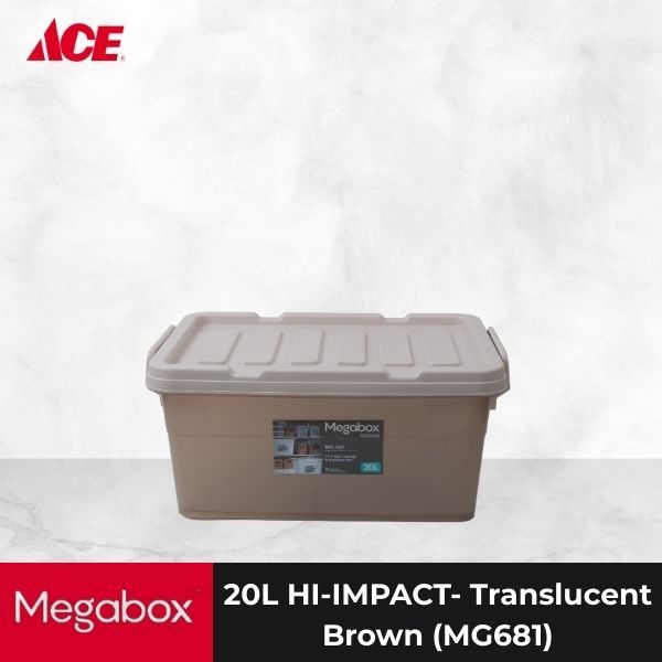 MEGABOX 20L Hi-Impact Storage Box - Translucent Brown (MG681) | Lazada PH