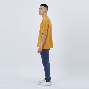 Kaos Polos Pria Oversized Lengan Pendek Bahan Katun Combed 24s Warna Mustard