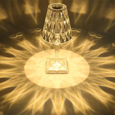 Fixtures Gift Night Light Diamond Table Lamp USB Rechargeable Acrylic Decoration Desk Lamps Bedroom Bedside Bar Crystal Lighting