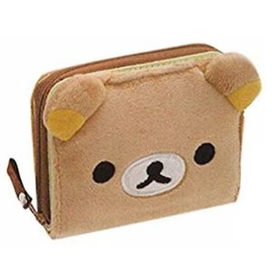Rilakkuma Plush Wallet Cute Cartoon Bear Design Small Wallet Short Wallet for Girls Kawaii Money Clip Wallet.