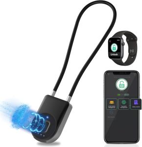 eLinkSmart Fingerprint Cable Lock Fingerprint Padlock with APP Control Outdoor Waterproof Padlock forLocker Luggage Cabinets