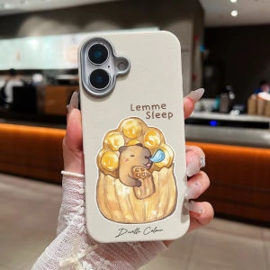 Cute Capybara PU Leather Case for OPPO A12 A12e AX5 A3S A7 AX7 A5S A31 A33 A53 A9 A5 2020 A92 A76 A96 Light Thin Retro Simple Shockproof Cover