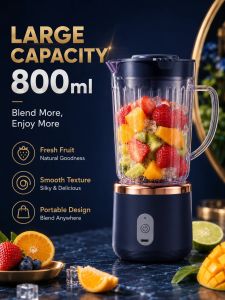 Food Grade 800ml Wireless Blender 1500mAh Battery 6 Blade Fruit Juicer Cup 30W Portable Smoothie Mixer For Shakes And Drinks