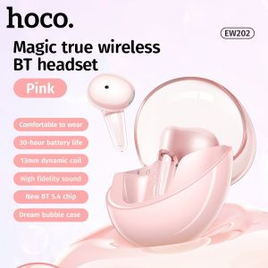 HOCO EW202 หูฟังบลูทูธไร้สาย TWS คริสตัล แบตอึด 6 ชม. เชื่อมต่อเร็ว ระบบสัมผัส เสียงระบบ HiFi เบสแน่น กันน้ำ iPX4