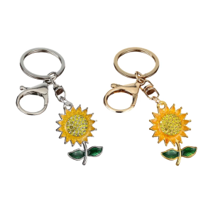 Trendy Floral Key Ring Zinc Alloy Craftsmanship Stylish Sunflower Keychain Bag Car Decoration Accessory