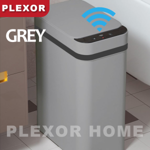 Plexor 13L Motion Sensor Trash Can with Cover Automatic Smart Touchless Bathroom Rubbish Can with Lid Narrow Plastic Auto Open Home Slim Trash Bins with Cover for Kitchen Bedroom Bathroom - Small Garbage Can (Black)