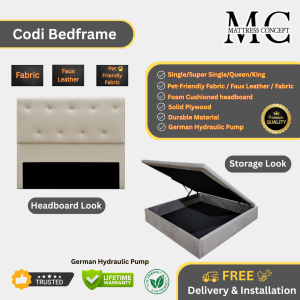 Mattress Concept Codi Storage Bedframe Pet Friendly Fabric/FauxLeather/Fabric All Size Available