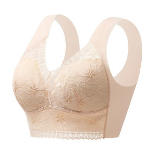 【SINGABRALETTE】Lace Bra Wireless Ice Silk Minimizer Bra Fixed Cup Ultra Thin Seamless Anti-sagging Breathable Lingerie Plus Size Underwear蕾絲内衣