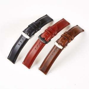 18 20 22mm Width Quick Release Genuine Leather Watch Band for Samsung Galaxy 3/4 41mm 42mm 45mm 46mm Gear S2 S3 S4 For Huawei GT For DW Flat Head Universal Watch Band
