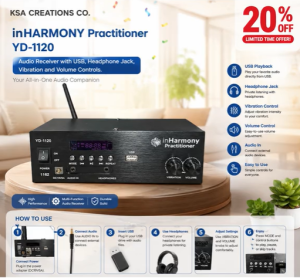 YD-1120 Audio Receiver by Practitioner | Portable USB Playback MP3 Player with Headphone Output Volume Control for Learning Training & Everyday Listening