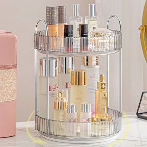 Rak Kosmetik Putar 360 Derajat 3 Tingkat / Rak Make Up Organizer / Rak Susun Kotak Penyimpanan Serbaguna Rak Skincare Rak Putar Tingkat