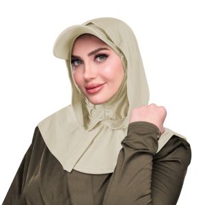 BLISSFUL Sun Protection Sun Hat with Hood Solid Color Wide Brim Headscarf Hat Fashion UV Resistant Turban Cap Women