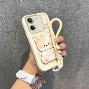 เคส PBZZ สำหรับ poco x6 pro 5G poco M6 PRO 13C 4G redmi 13c 5g poco C65 M6 5g F6 PRO เคสศัพท์แบบนุ่ม ซิลิโคนกันกระแทก ดีไซน์ใหม่ สวยงาม แมวน่ารัก สีดำ พร้อมที่จับและสายคล้อง JTDTMZJ01
