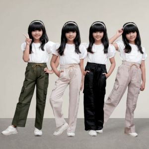 Celana Cargo Anak Wanita yang lagi trens 2024 Umur 4thn Sampe 15thn Anti Nerawang Adem Murah Berkualitas