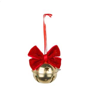 Reusable Holiday Bells With Velvets Fabric Ribbons Metal Christmas Decoration For Indoor Outdoor Celebration