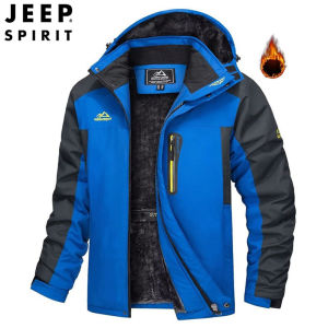 Jeep Spirit Mens Warm Fleece Ski Jacket Waterproof Winter Snow Thicken Coat Windproof Hooded Parka Mountain Hiking Travel Jackets（M-5XL）