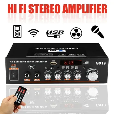 G919H 12V DC 220V 1000W เครื่องขยายเสียงมินิบลูทู Bluetooth-ใช้งานร่วมกับสเตอริโอ Mini Amplificador เครื่องขยายเสียง FM SD HIFI 2CH AMP เครื่องเล่นเพลงสำหรับรถ จัดส่งจากกรุงเทพ