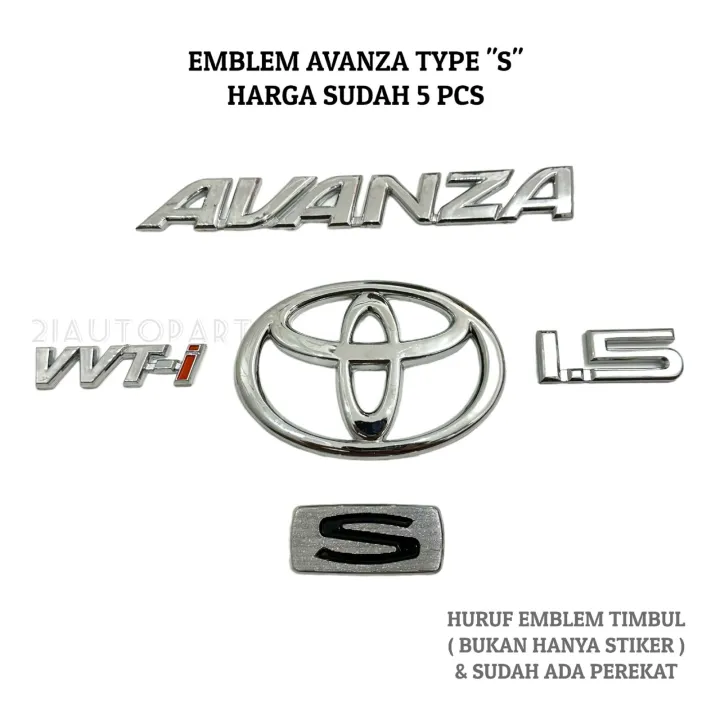 Emblem%20Avanza%20Type%20"S"%20Full%20Chrome%20Harga%20Sudah%205%20PCS%20-%20Image%202